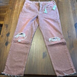 Distressed Pink Jeans